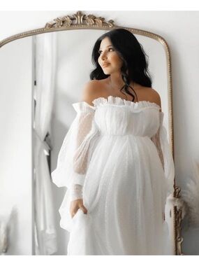 White Maternity Maxi Dress